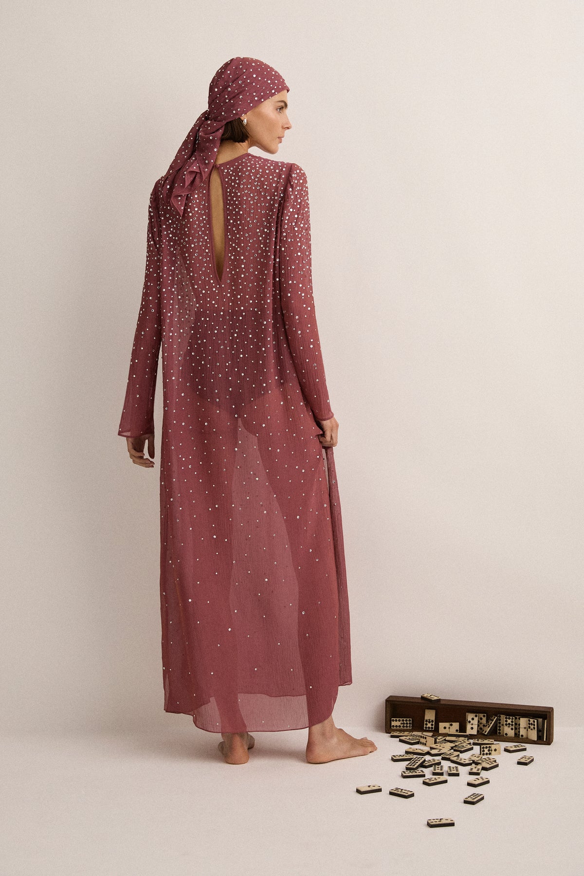 Crystal-Embellished Dress - Plum