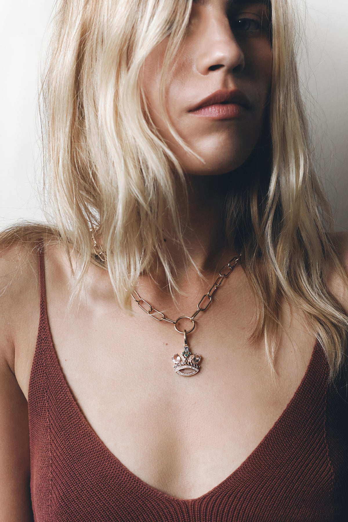 Crown Charm | Precious Stones & 9-Karat Gold