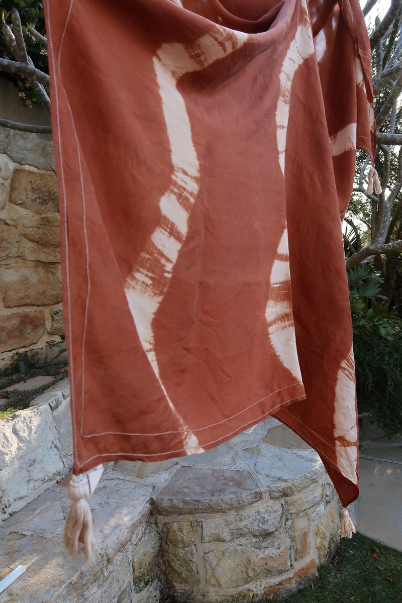 SJC * ELPELUT tie dye silk sarong - Terra