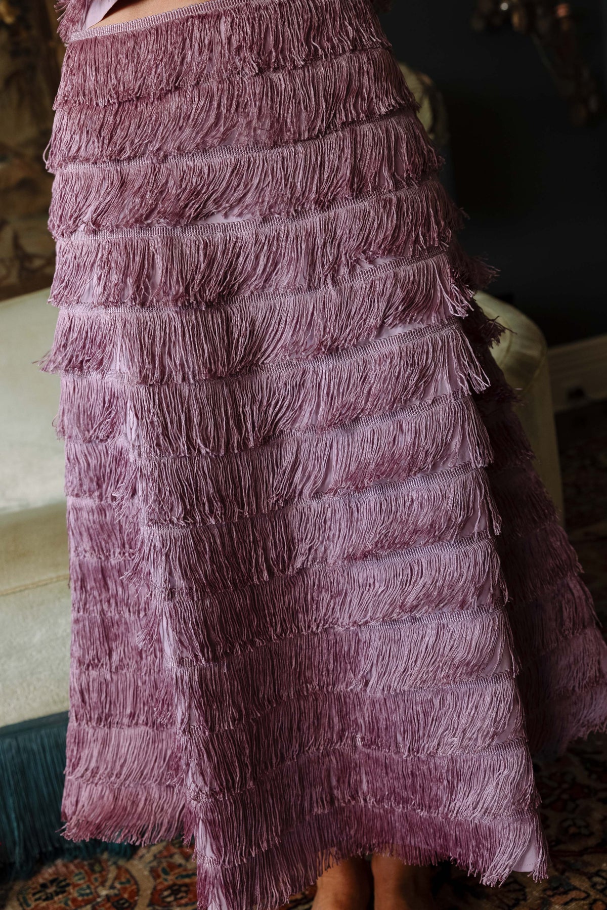 Fringe Skirt - Chalky Pink