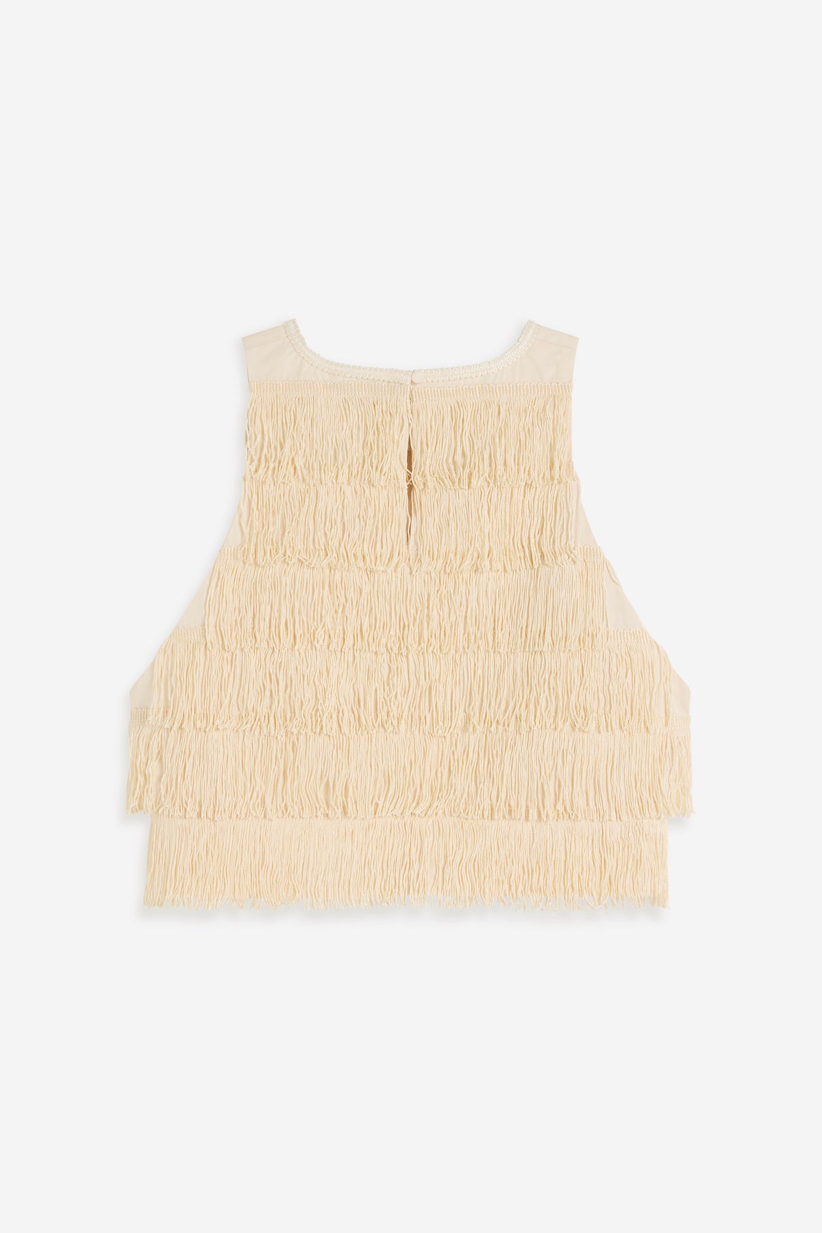Cropped Fringe Top - Ivory