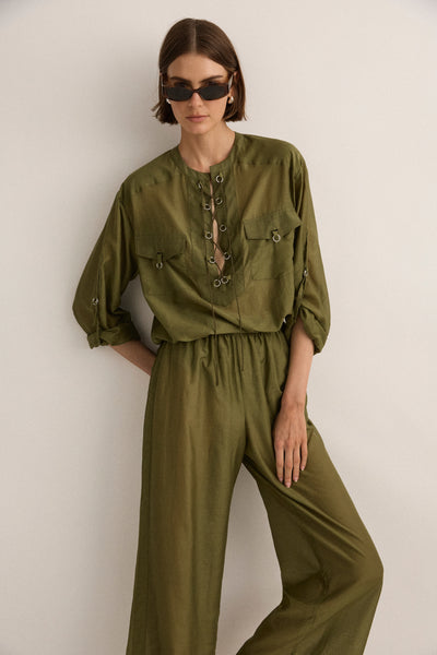Eyelet Kaftan | Safari Green