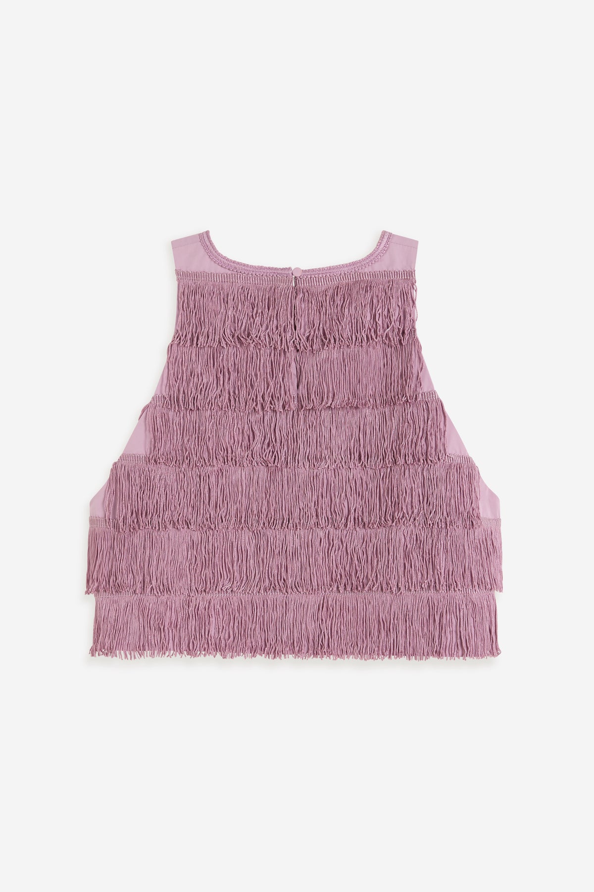 Cropped Fringe Top - Chalky Pink