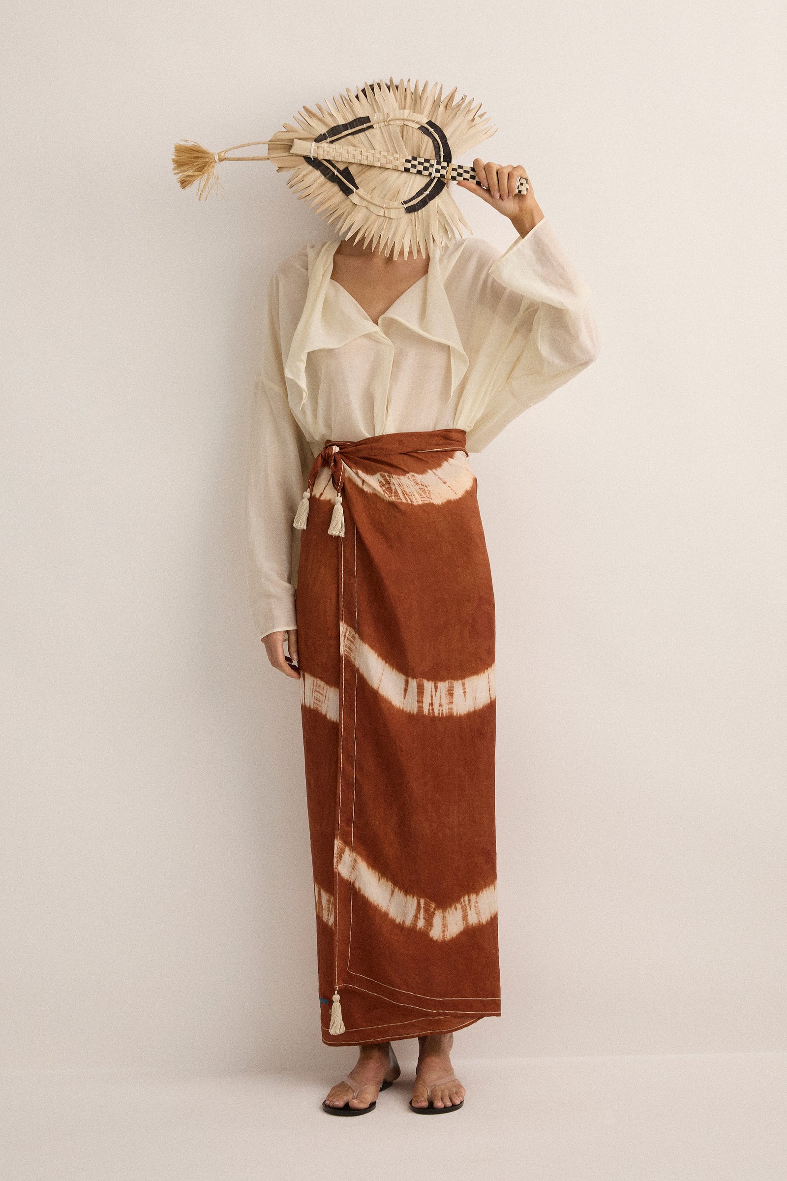 SJC * ELPELUT tie dye silk sarong - Terra