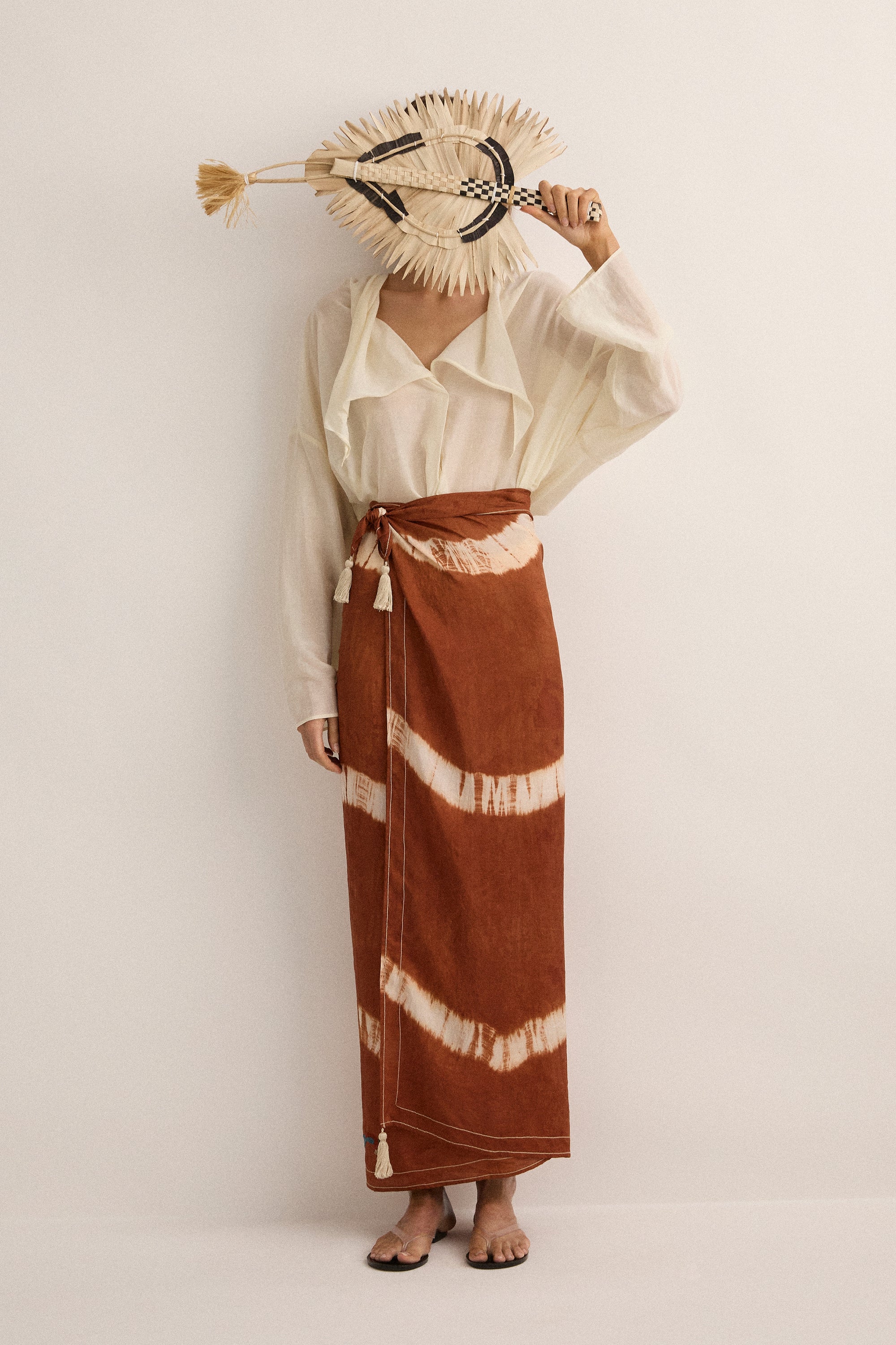 SJC * ELPELUT tie dye silk sarong - Terra
