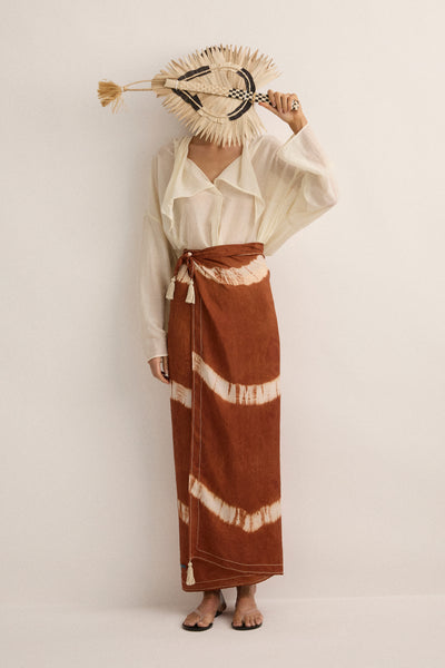 SJC * ELPELUT tie dye silk sarong - Terra