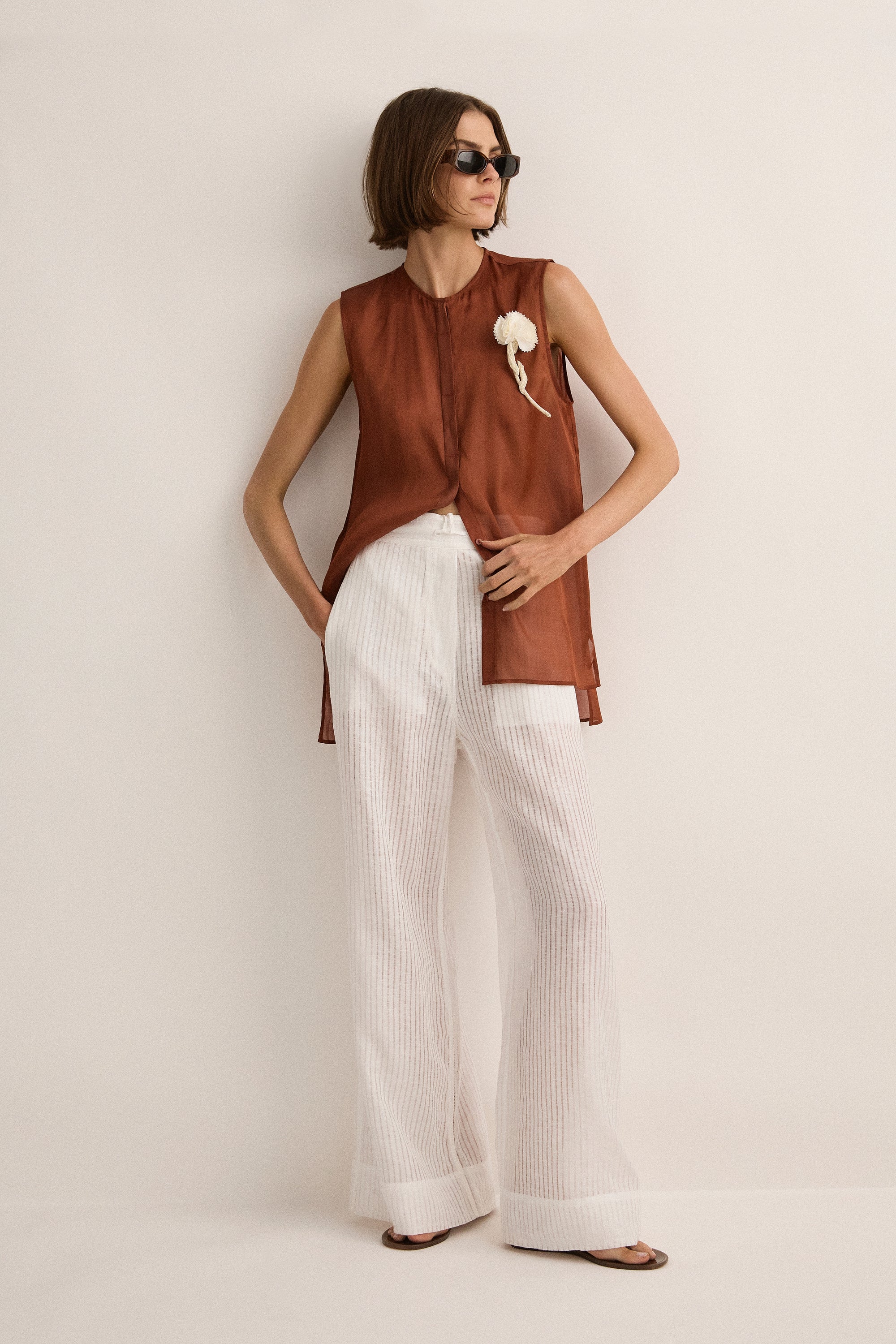 Aura Wide Leg Pant | Paper Ivory