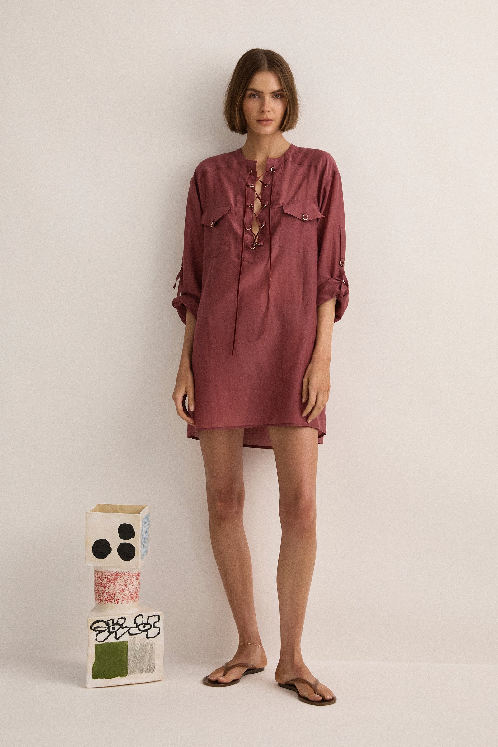 Eyelet Kaftan | Plum