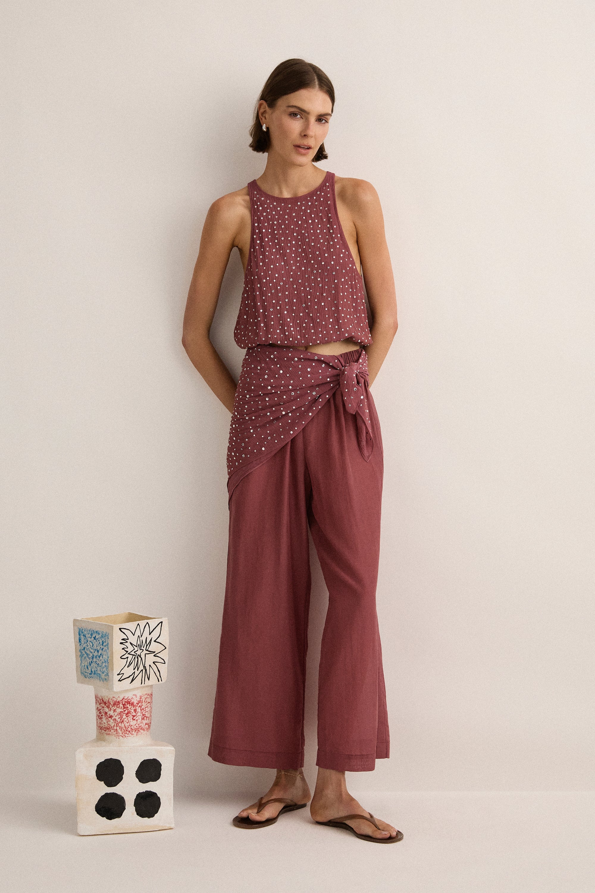 Crystal Embellished Top | Plum