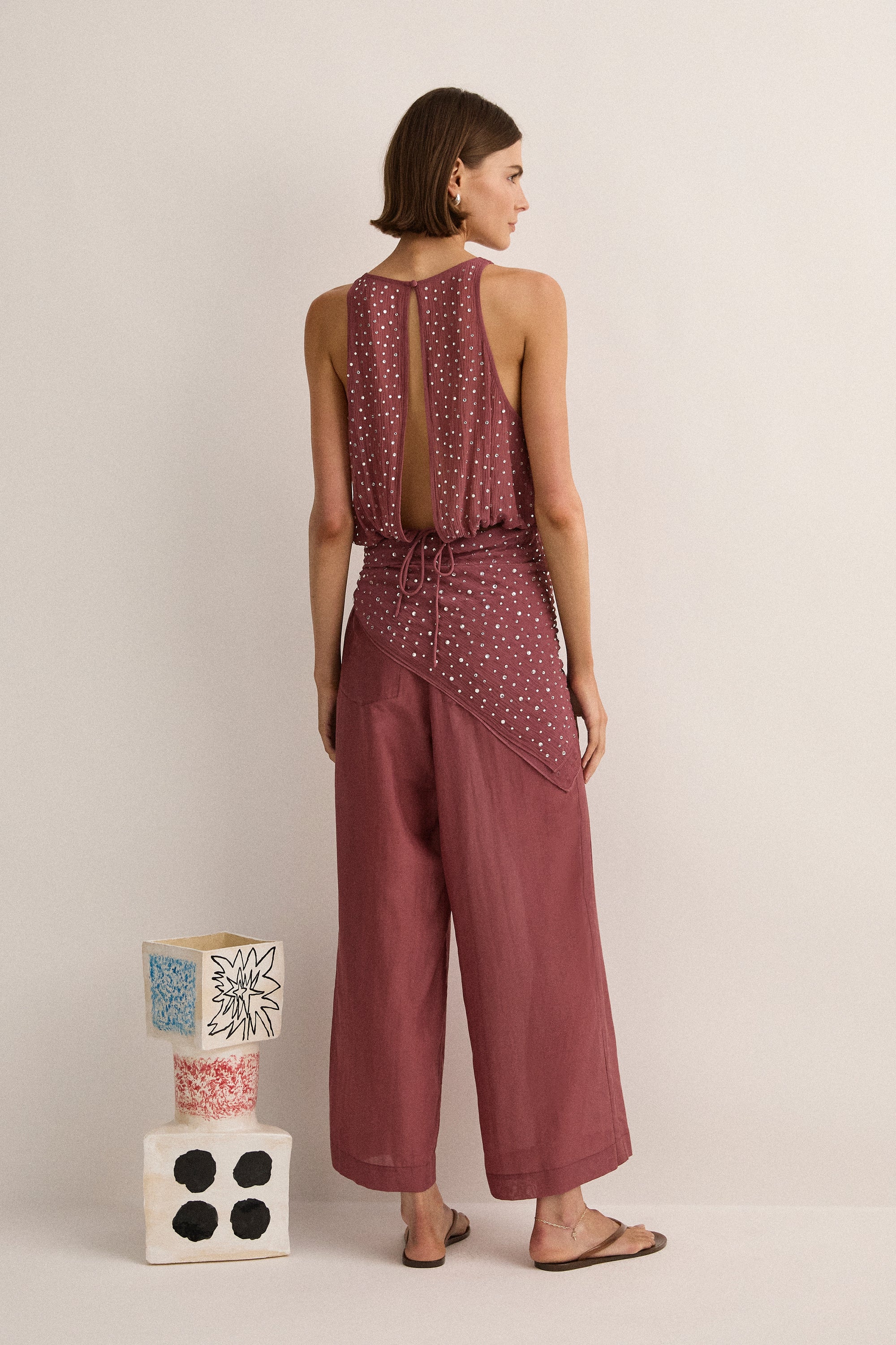 Crystal Embellished Top | Plum