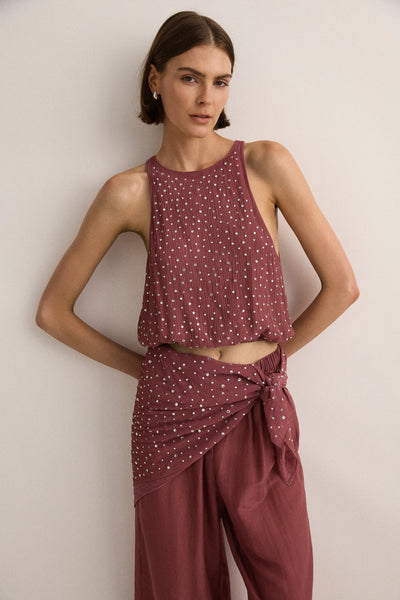 Crystal Embellished Top | Plum