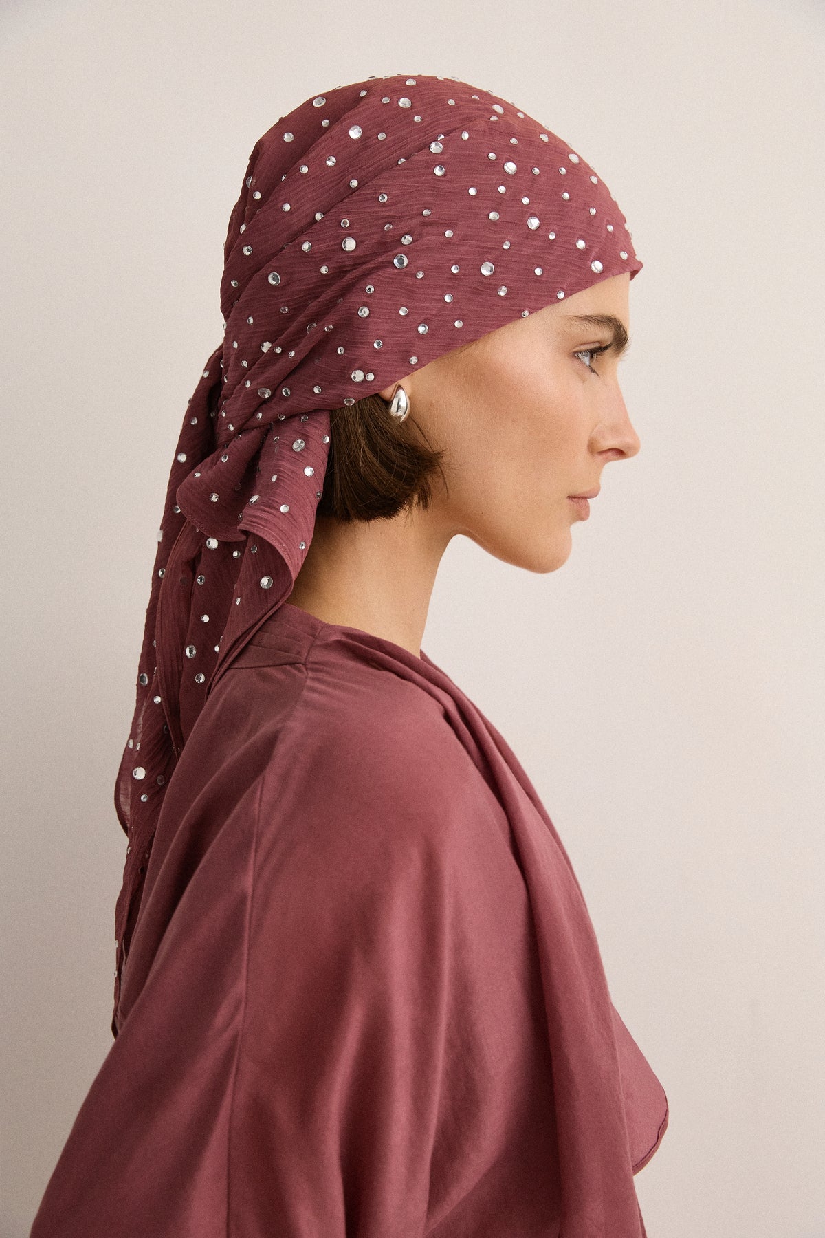 Crystal Embellished Scarf - Plum