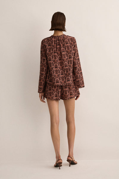 Tie Front Blouse | Sunset Leopard