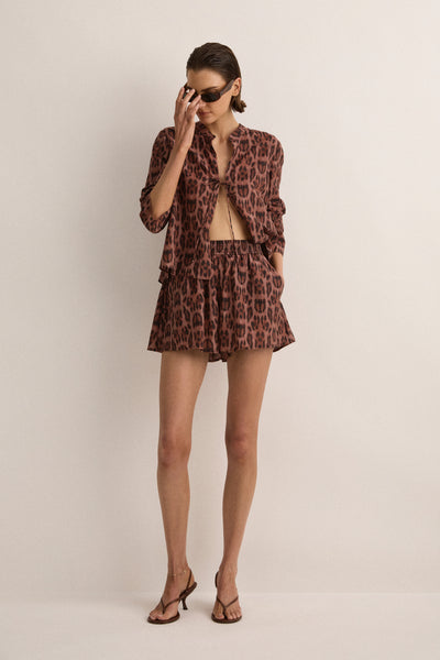 Tie Front Blouse | Sunset Leopard