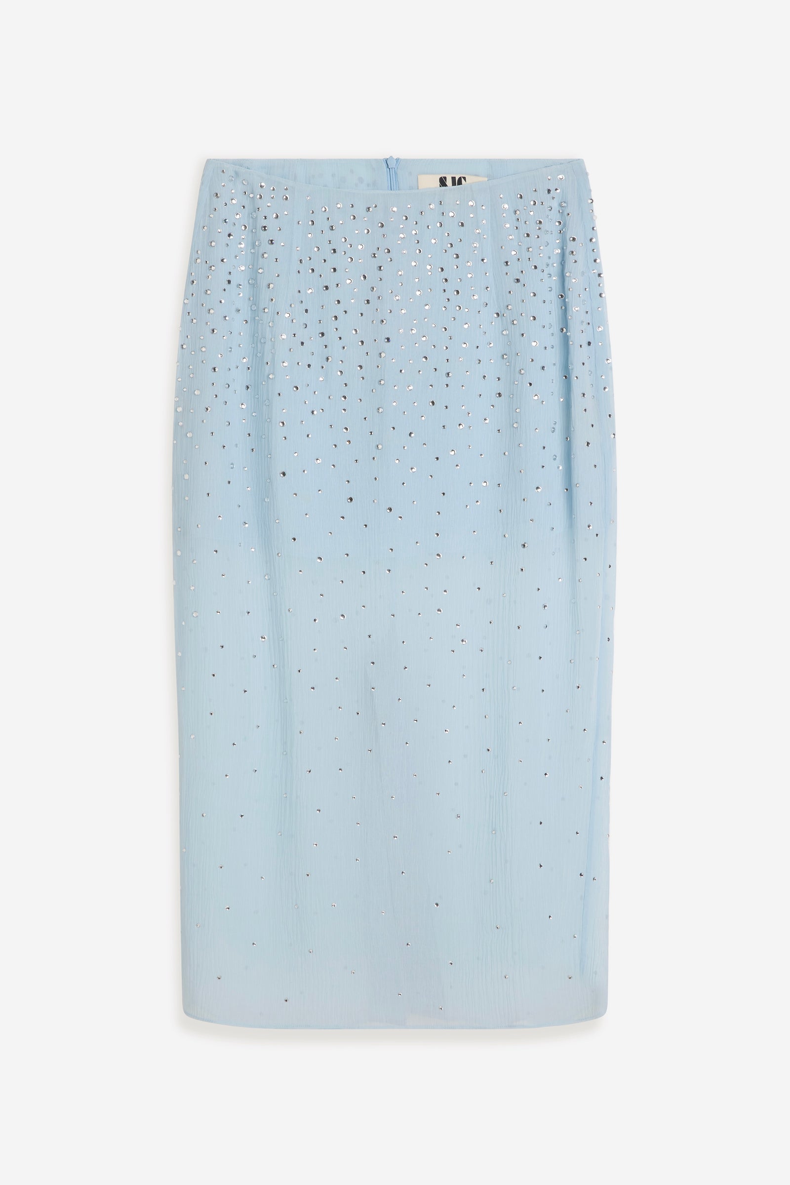 Crystal-Embellished Skirt - Skyblue