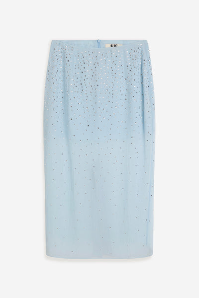 Crystal-Embellished Skirt - Skyblue