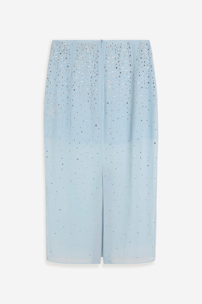 Crystal-Embellished Skirt - Skyblue