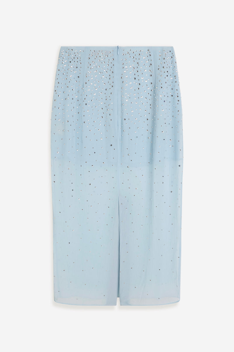 Crystal-Embellished Skirt - Skyblue