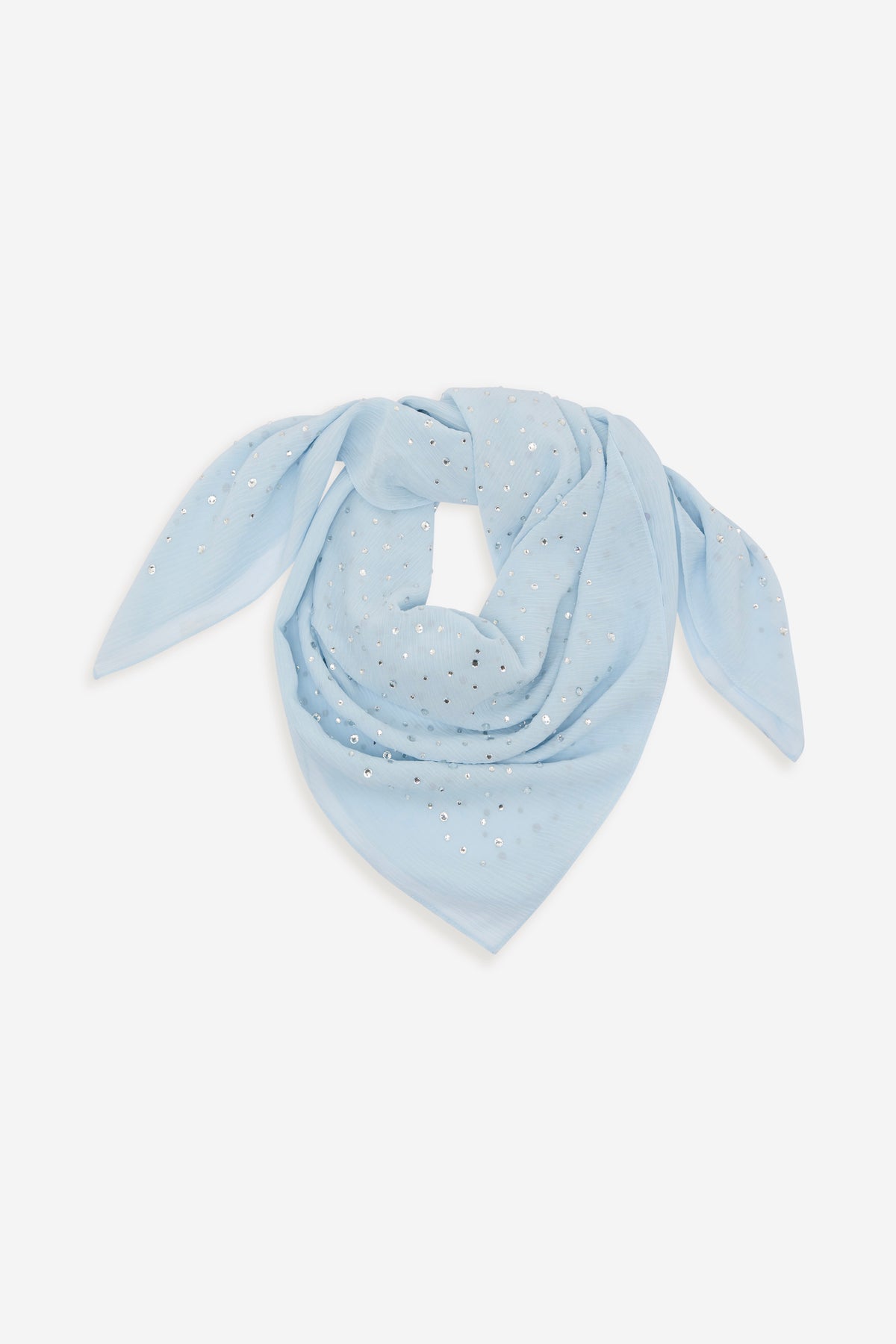 Crystal Embellished Scarf - Skyblue