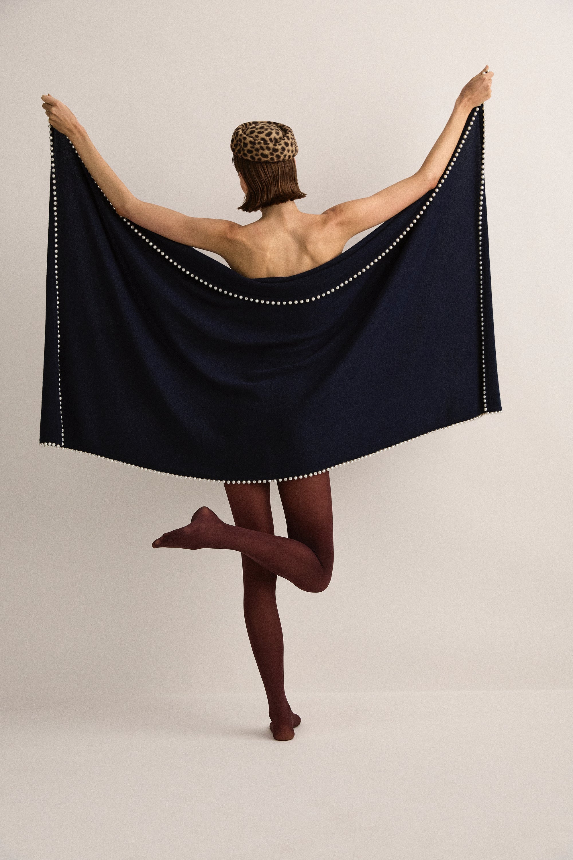 SJC Cashmere & Pearl Scarf | French Navy