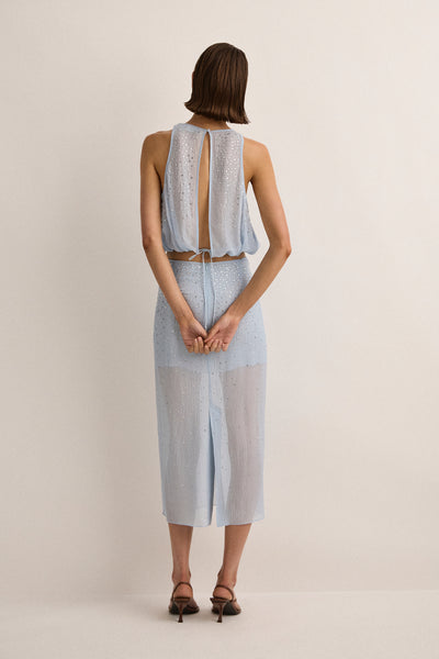 Crystal-Embellished Skirt | Skyblue