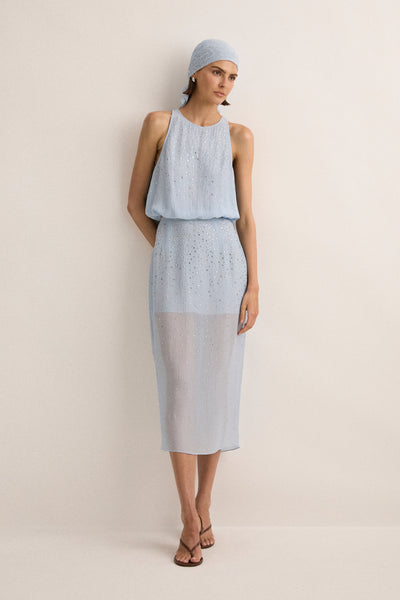 Crystal-Embellished Skirt | Skyblue