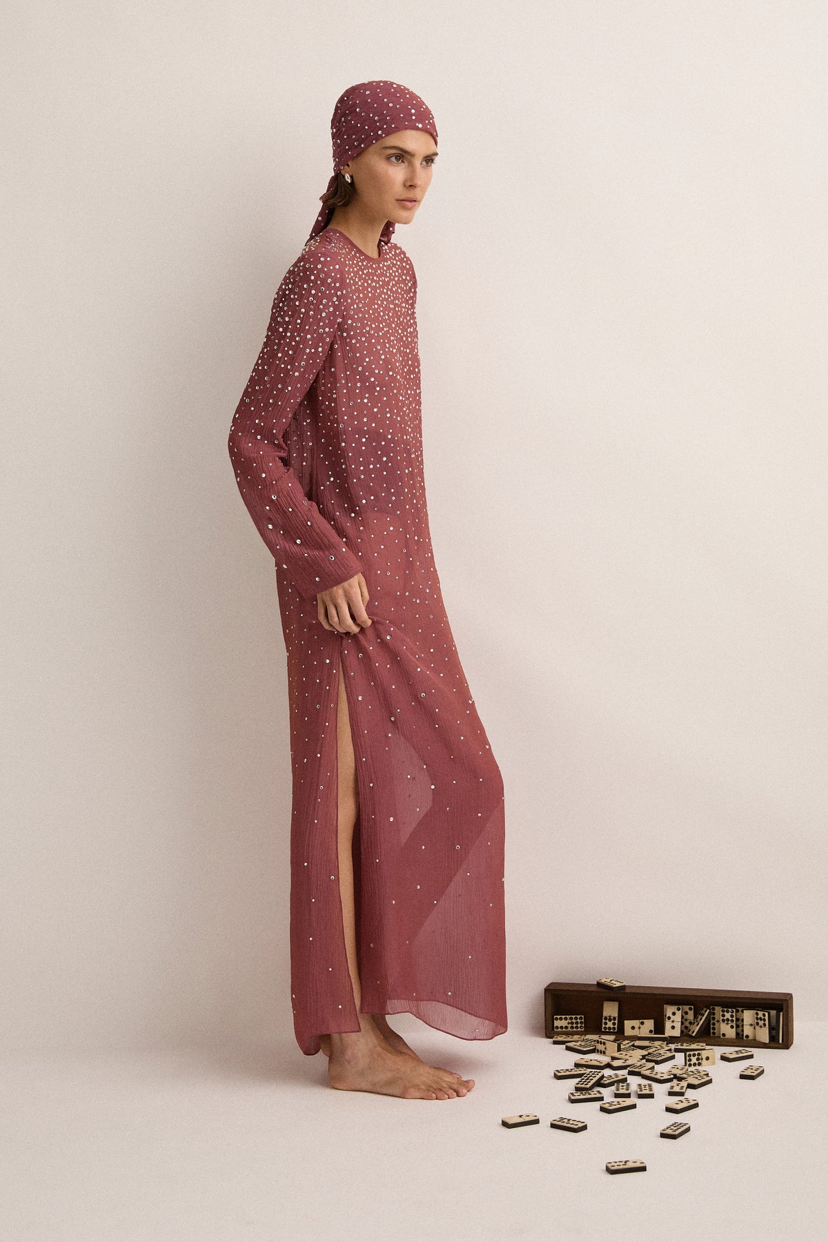 Crystal-Embellished Dress - Plum