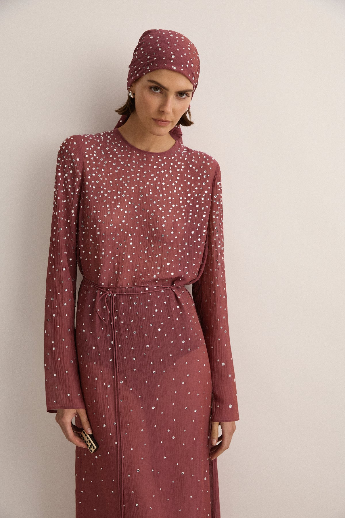Crystal-Embellished Dress - Plum
