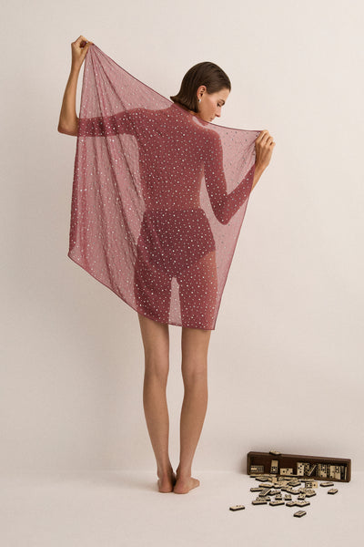 Crystal Embellished Scarf | Plum