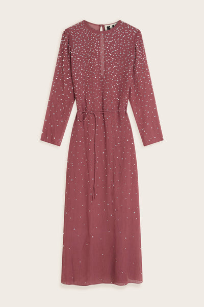 Crystal-Embellished Dress - Plum