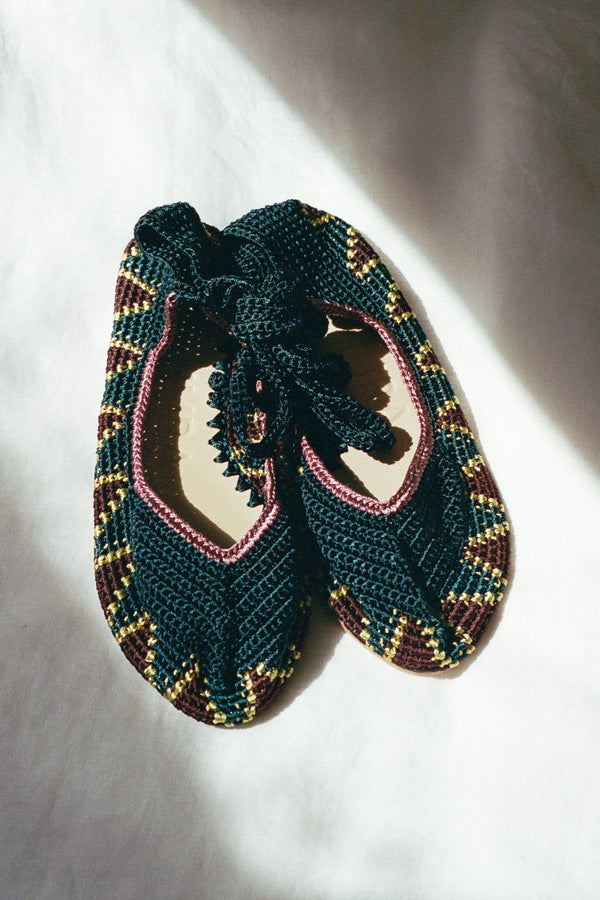 Crochet Ballet Flats | Seaweed Blue - SARAH-JANE CLARKE