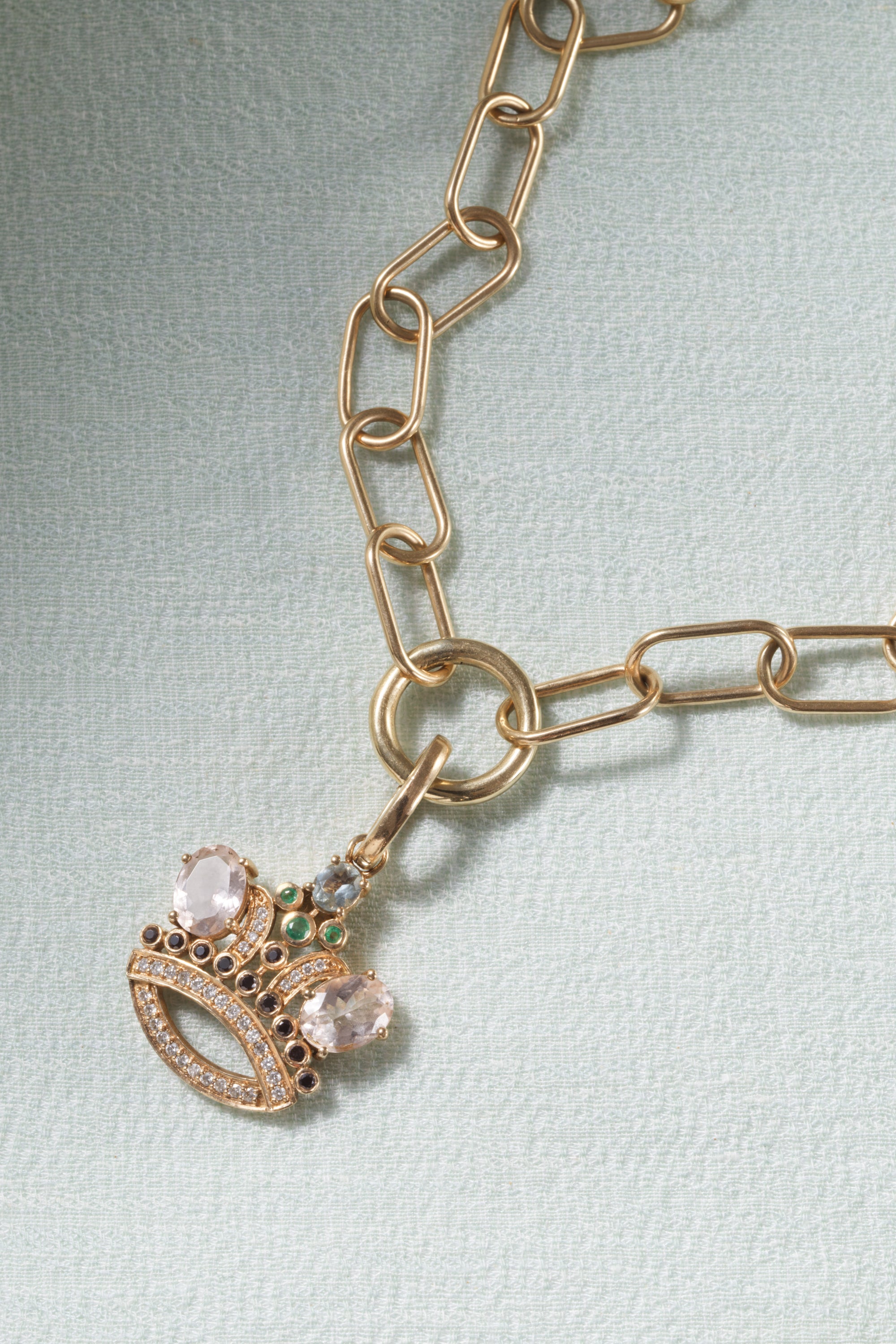 Crown Charm | Precious Stones & 9-Karat Gold