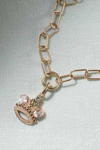 Crown Charm | Precious Stones & 9-Karat Gold