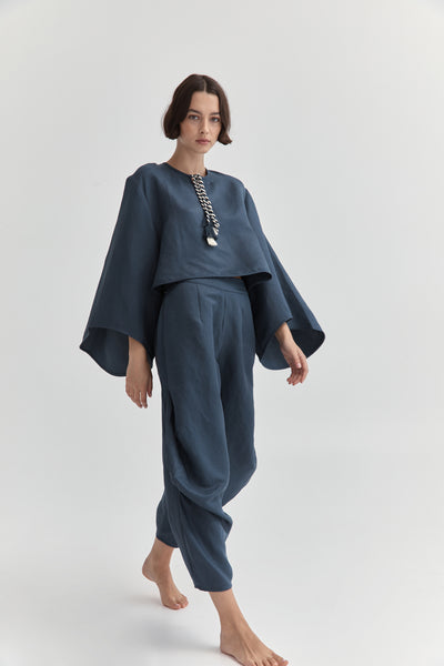 Nomad Tassel Blouse | Washed Navy